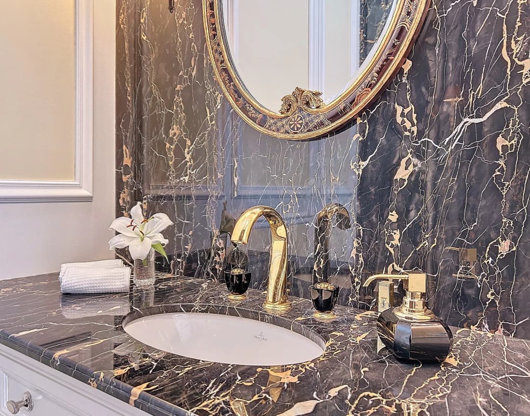 Black marble bathroom